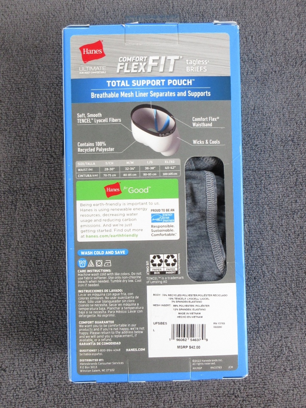 Men's Hanes Flex Fit Briefs with Total Support Pouch - four pairs - Picture 3 of 4